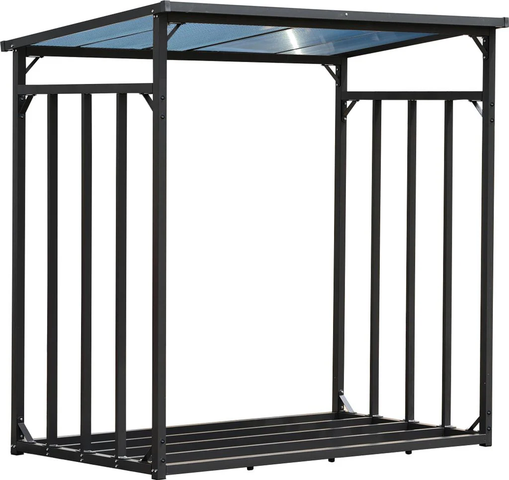 Kaminholzregal außen Metall VERZINKT 188x70x188 SCHWARZ
