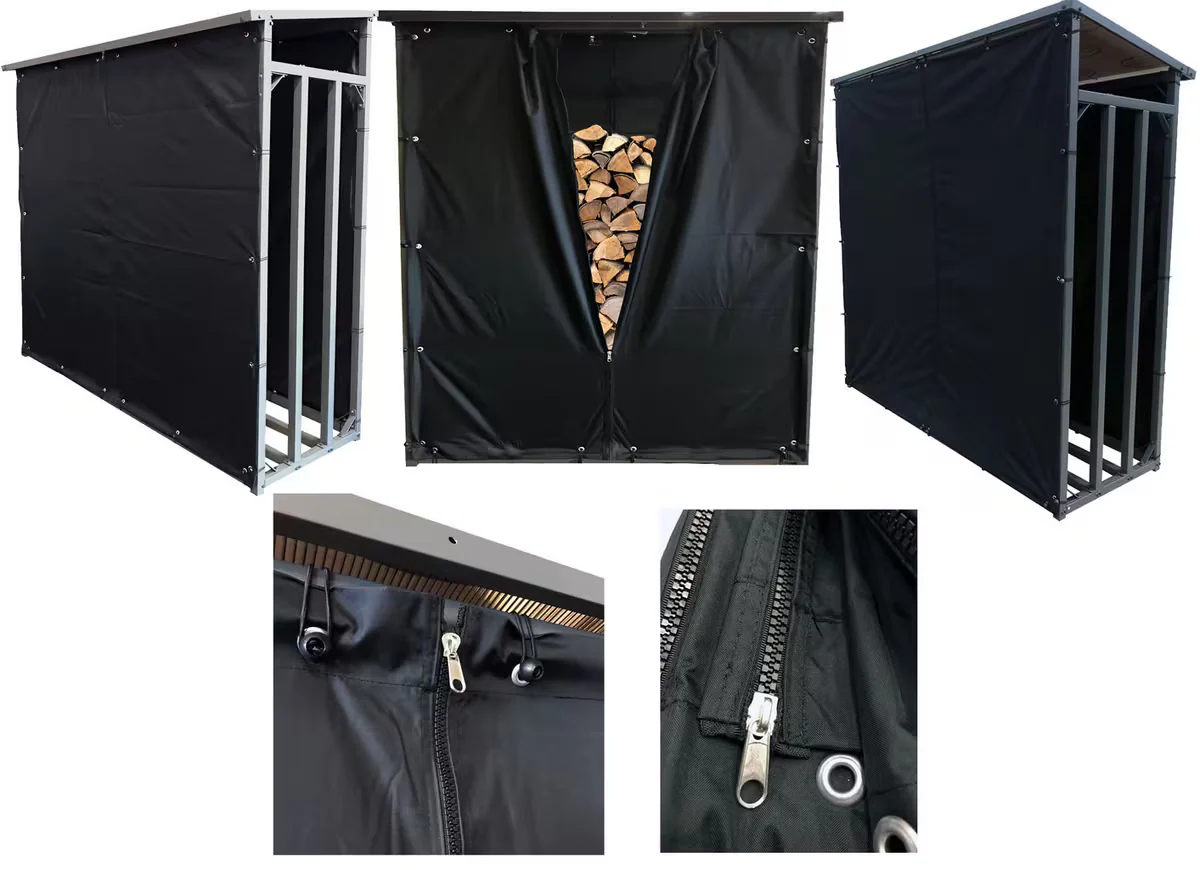 2 Stück Metall Kaminholzregal Anthrazit XXL 185 x 70