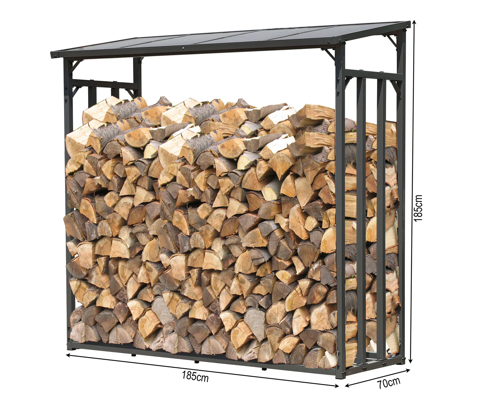 ALUMINIUM Kaminholzregal 130 x 70 x 185 cm Garten Kaminholzunterstand 1,6 m³