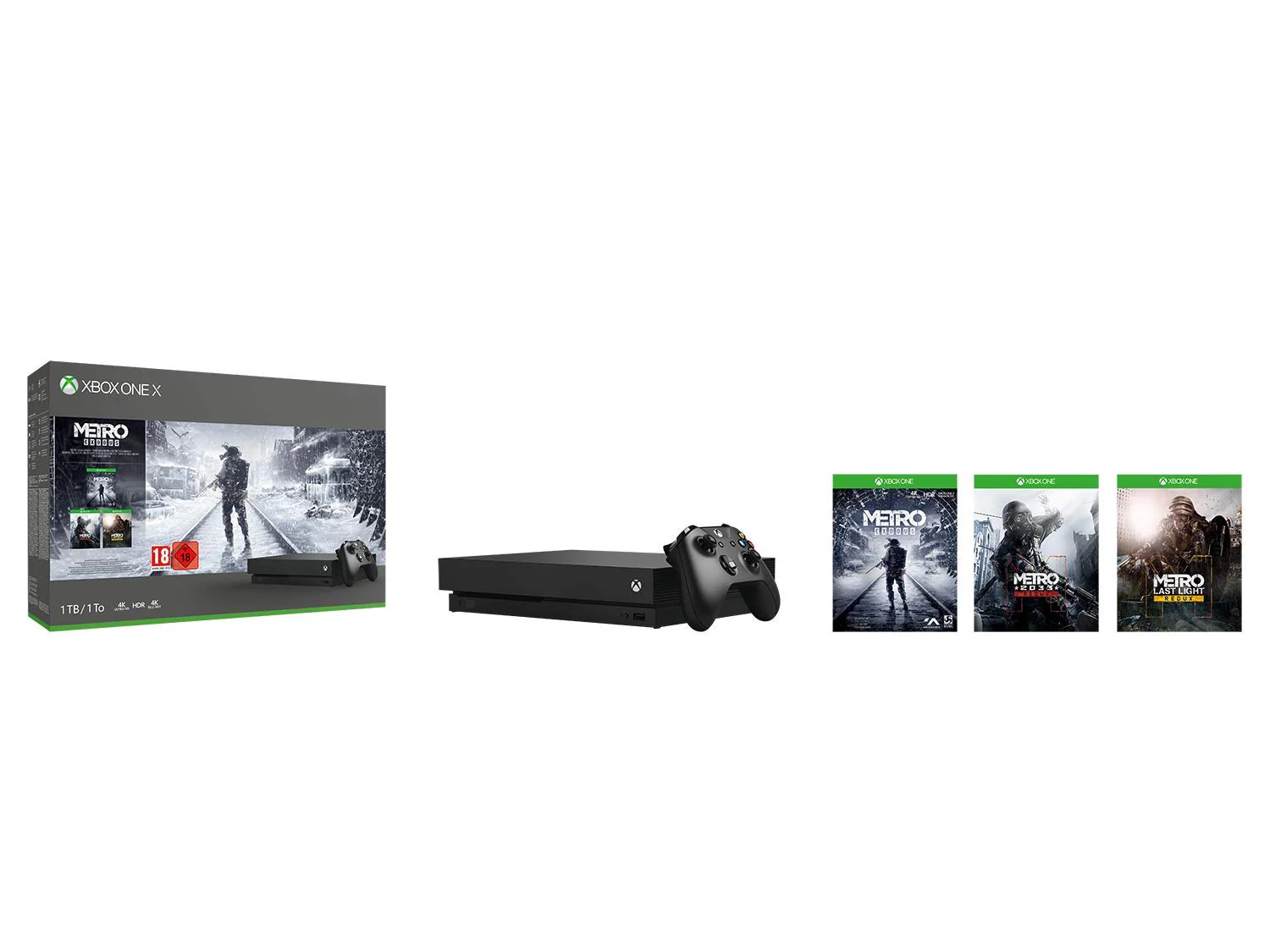 Xbox One X - Konsole 1TB #schwarz - Metro Exodus Bundle (mit OVP) (gebraucht) NEUWERTIG USK18