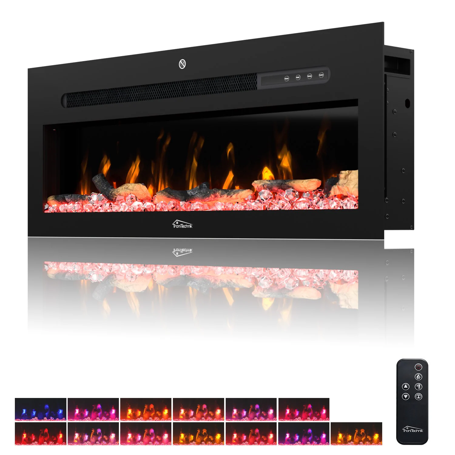 Elektrokamin Wandkamin mit LED Flammensimulation - Farbwechsel - inkl