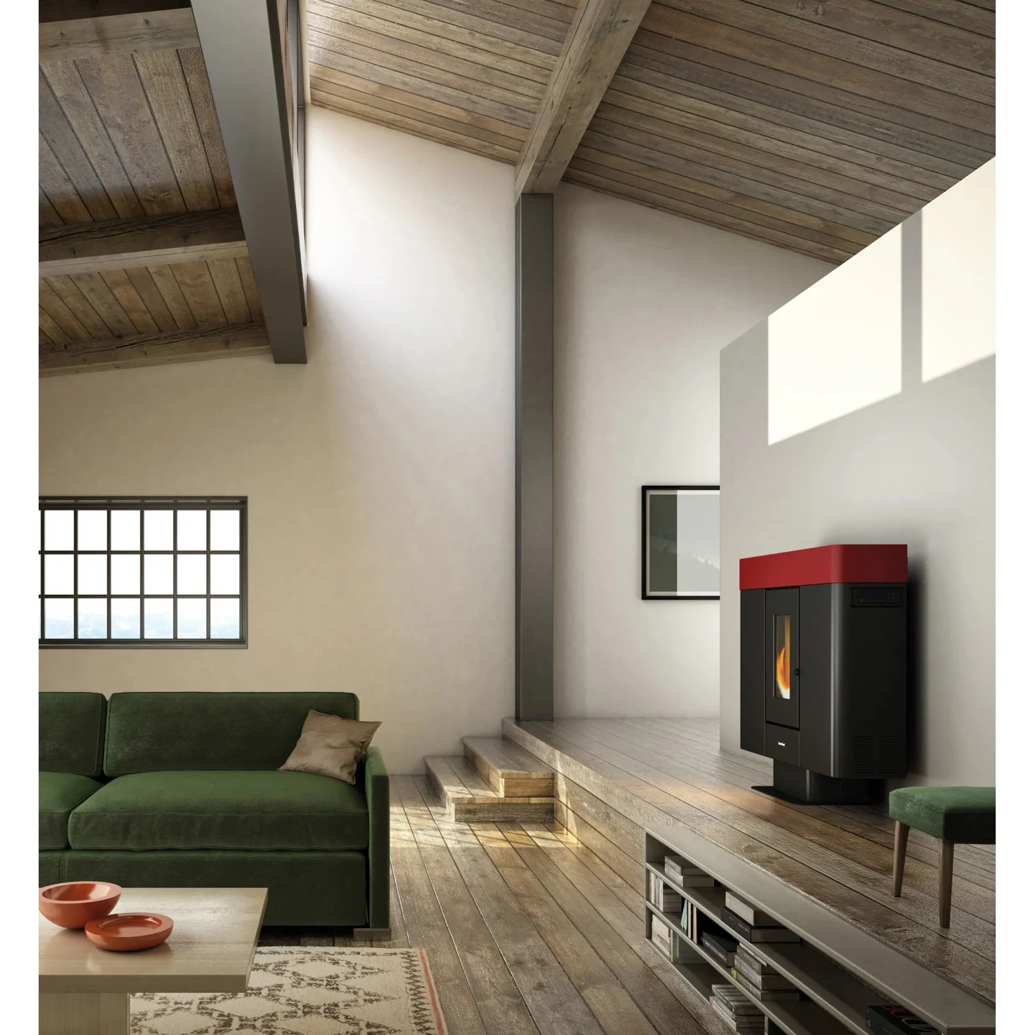 Freepoint Pelletofen Moon Stahl Bordeaux 10 kW EEK: A+