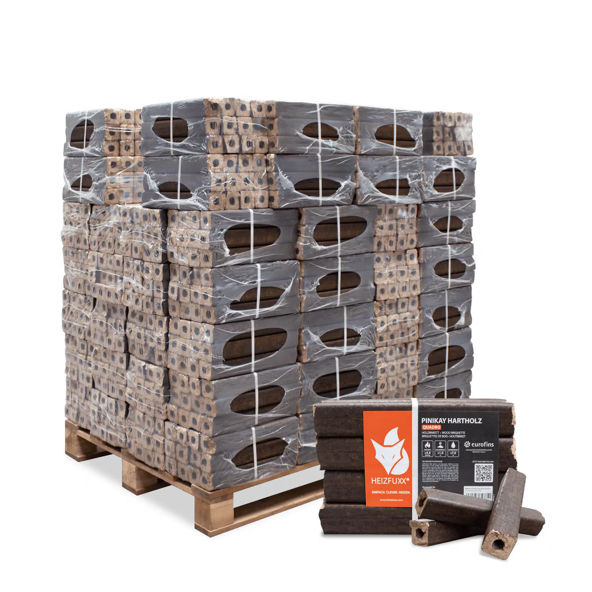 Heizfuxx Holzbriketts Pinikay Octagon 10kg x 96 Gebinde 960kg Palette