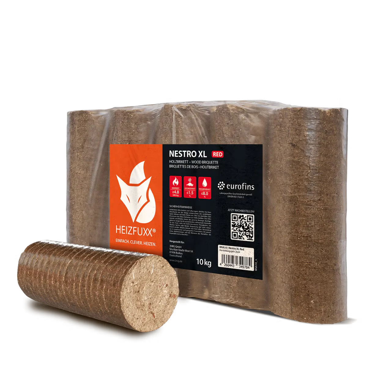 Heizfuxx Holzbriketts Nestro Xl Red 10kg x 96 Gebinde 960kg Palette