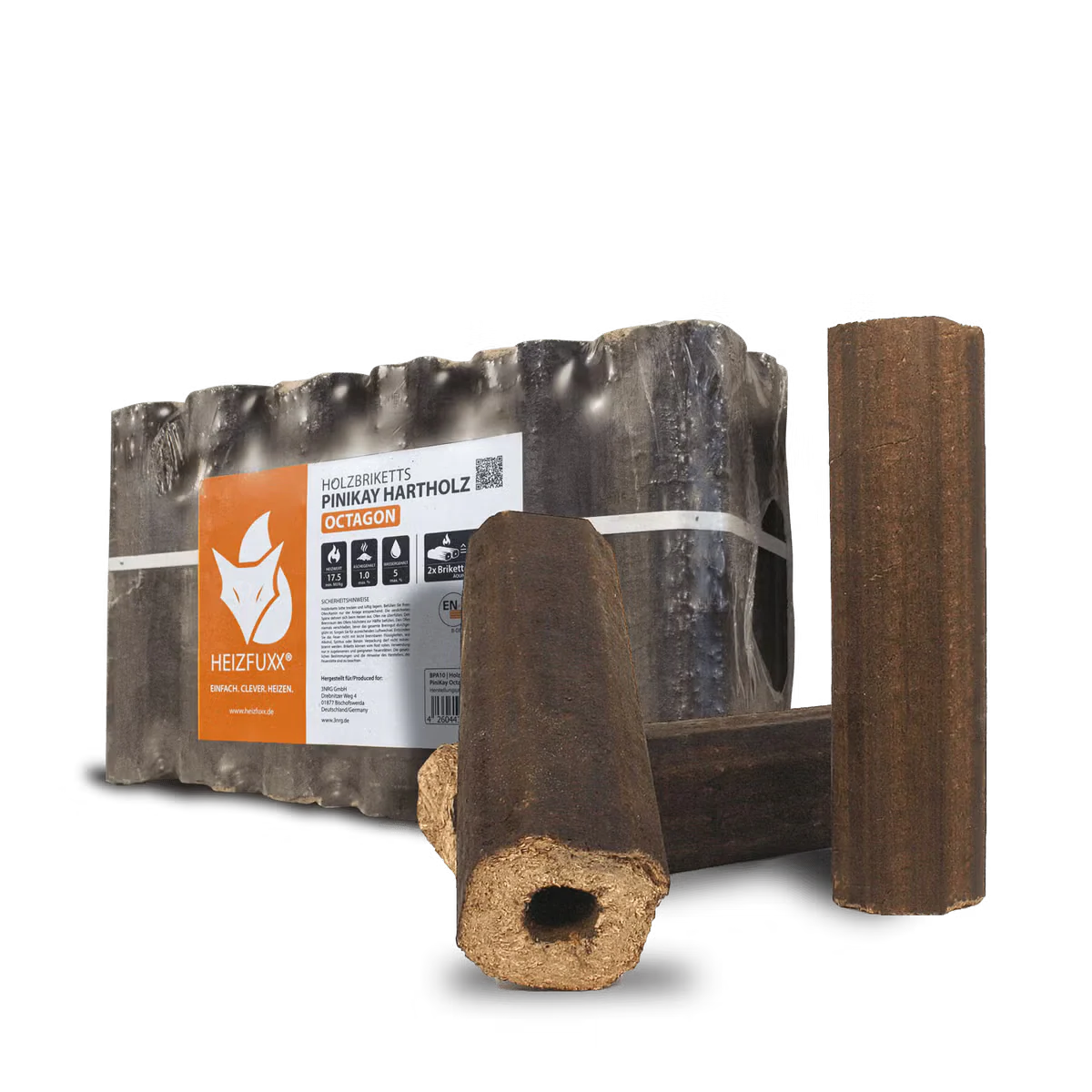 Heizfuxx Holzbriketts Pinikay Octagon 10kg x 30 Gebinde 300kg Palette