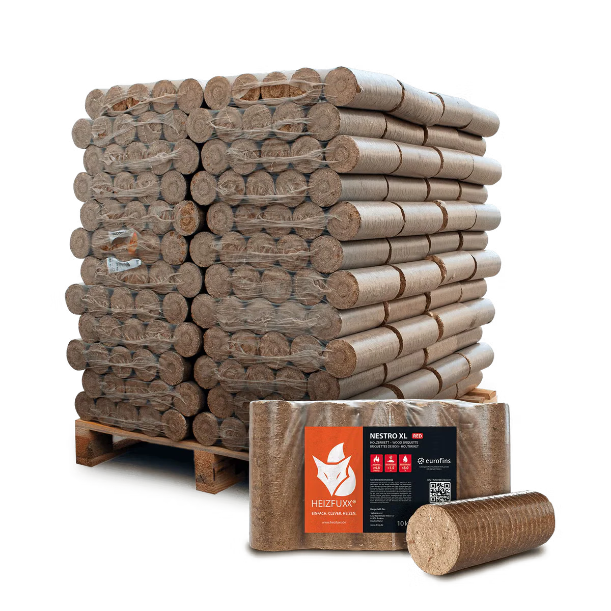 Heizfuxx Holzbriketts Nestro Hartholz m 12kg x 81 Karton 972kg Palette