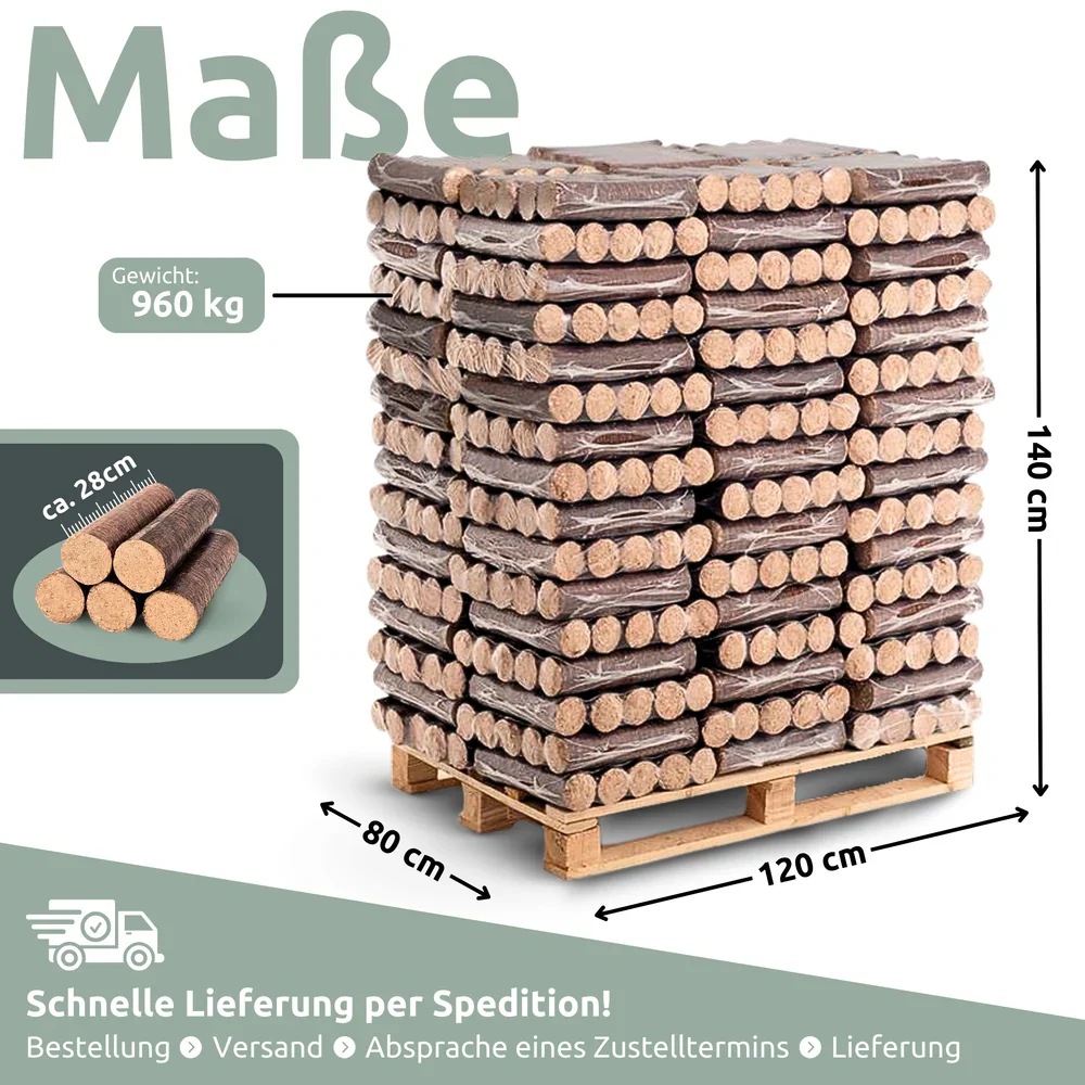 Holz4home Hartholz Eichenbriketts Holzbriketts 960 Kg Pro Palette