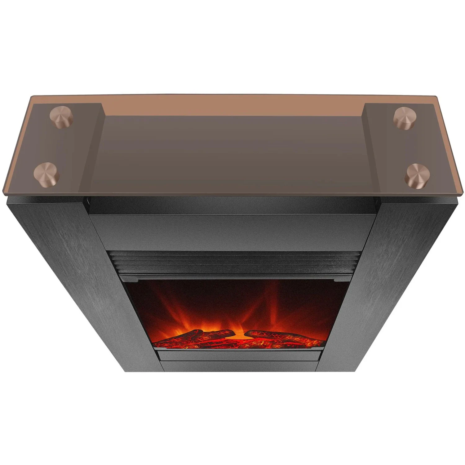 EL Fuego Elektrokamin Tessin Schwarz mit Heizung dimmbar 1,8 kW
