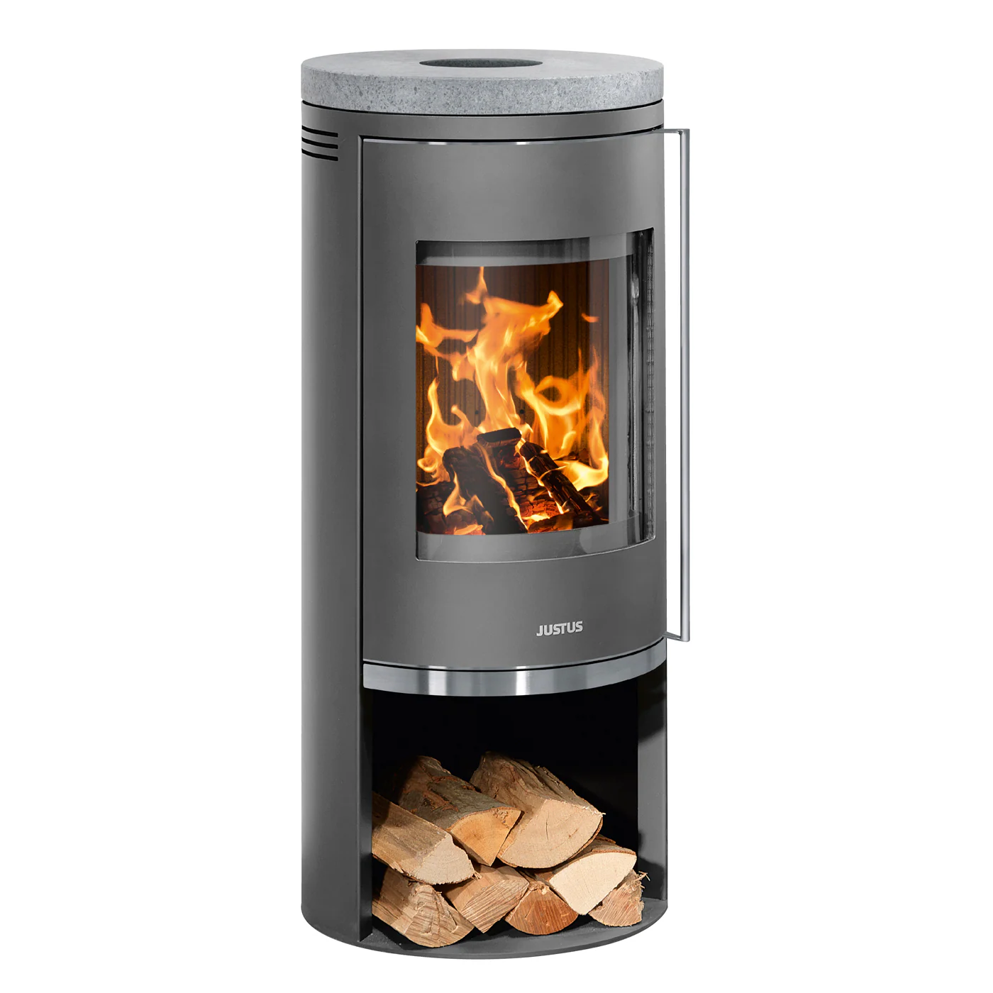 Justus Kaminofen Faro 2.0 Stahl Schwarz mit Sandstein Grau 6 kW EEK: A+