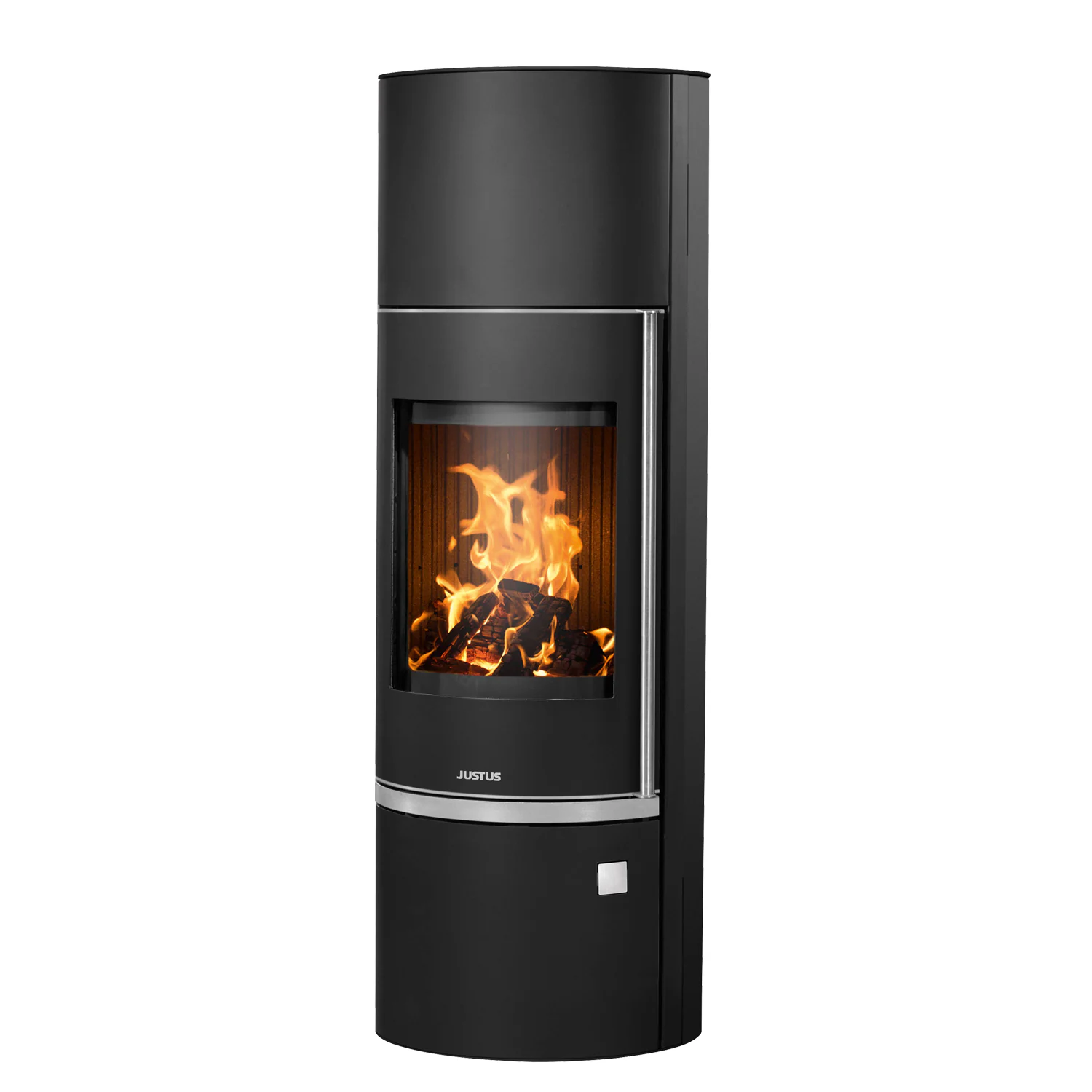 Justus Kaminofen Faro W+ 2.0 Stahl Schwarz mit Sandstein Holzoptik 7 kW EEK: A+