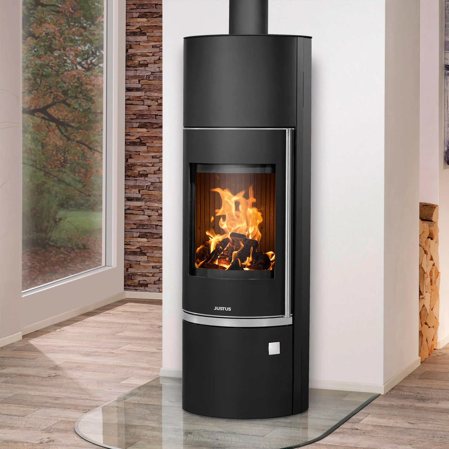 Justus Kaminofen Faro Aqua 2.0 Stahl Schwarz Sandstein 8,5 kW EEK: A+