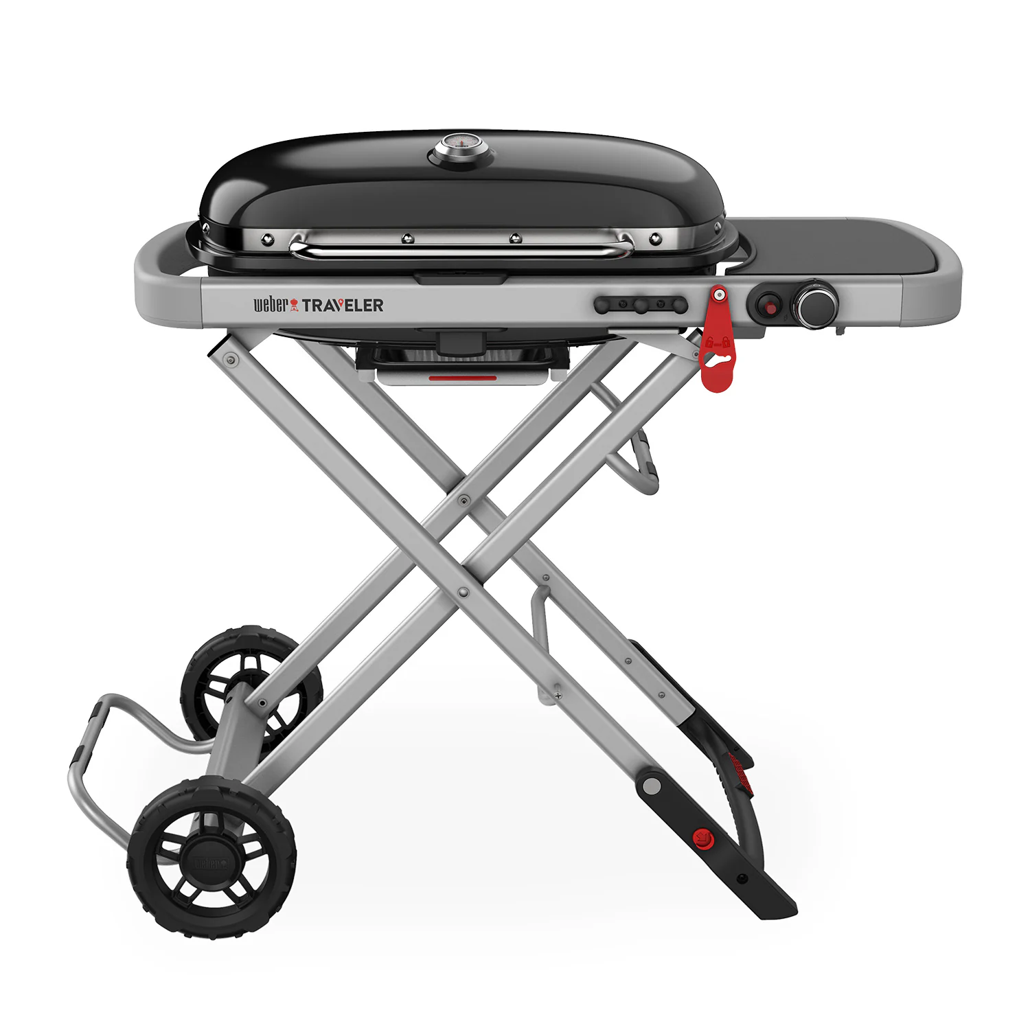 Weber Camping-Gasgrill Traveler mit 1 Brenner und Rollwagen Schwarz