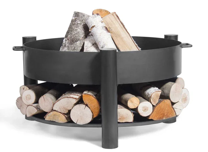 CookKing Feuerschale Stahl Montana Inkl. Holzlager Ø 80 cm x 80 cm Schwarz
