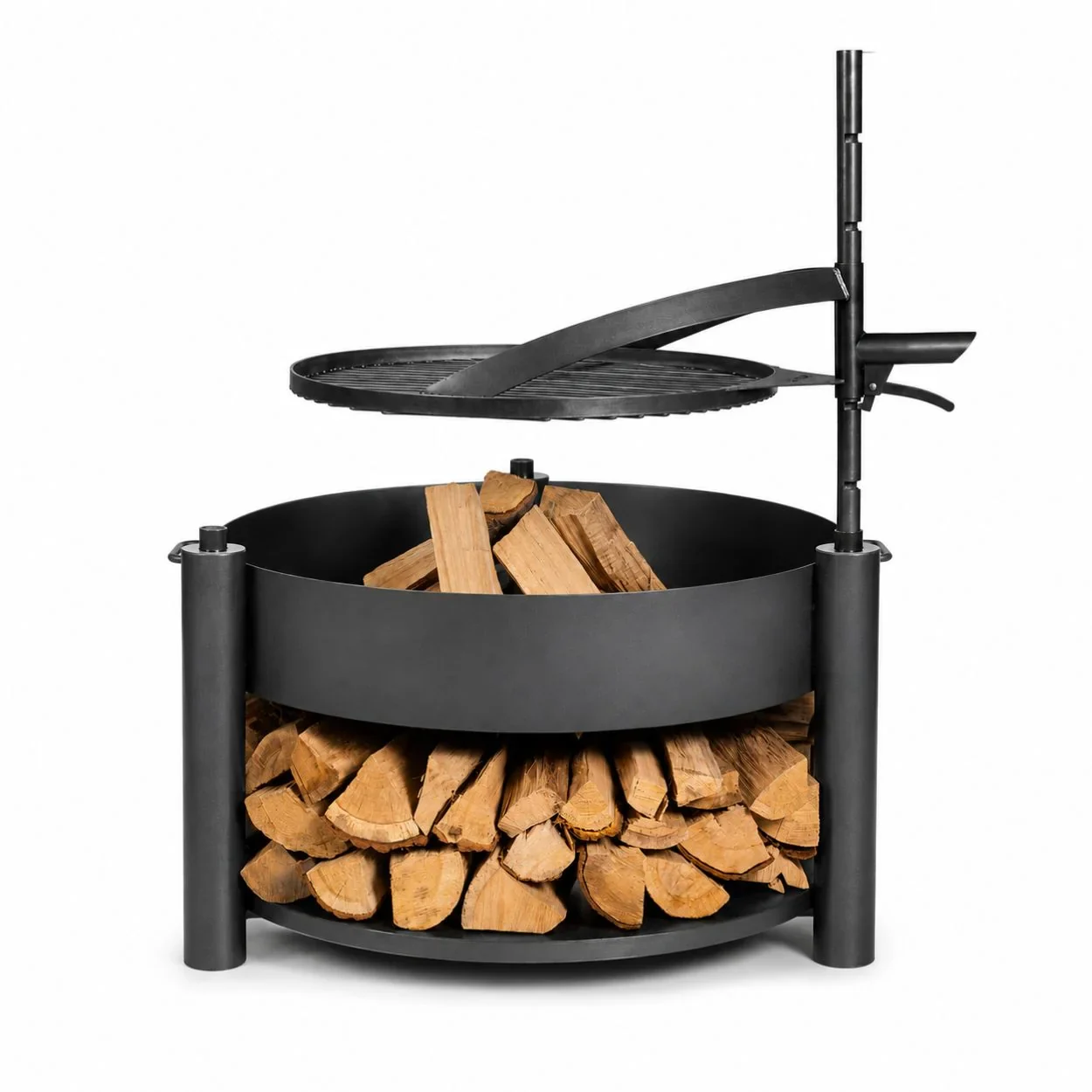 CookKing Feuerschale Stahl Montana X Inkl. Holzlager Ø 88 cm x 110 cm Schwarz