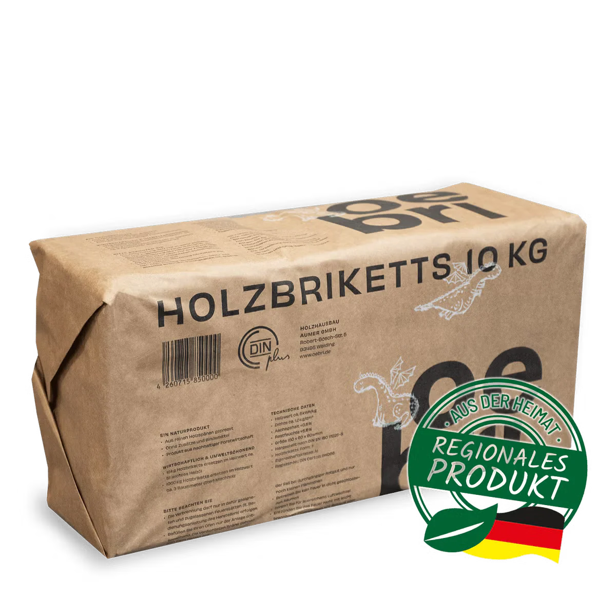 Ruf Holzbriketts Buche-Kiefer in der Kiste 10kg/Pack, 32 Pack/Kiste